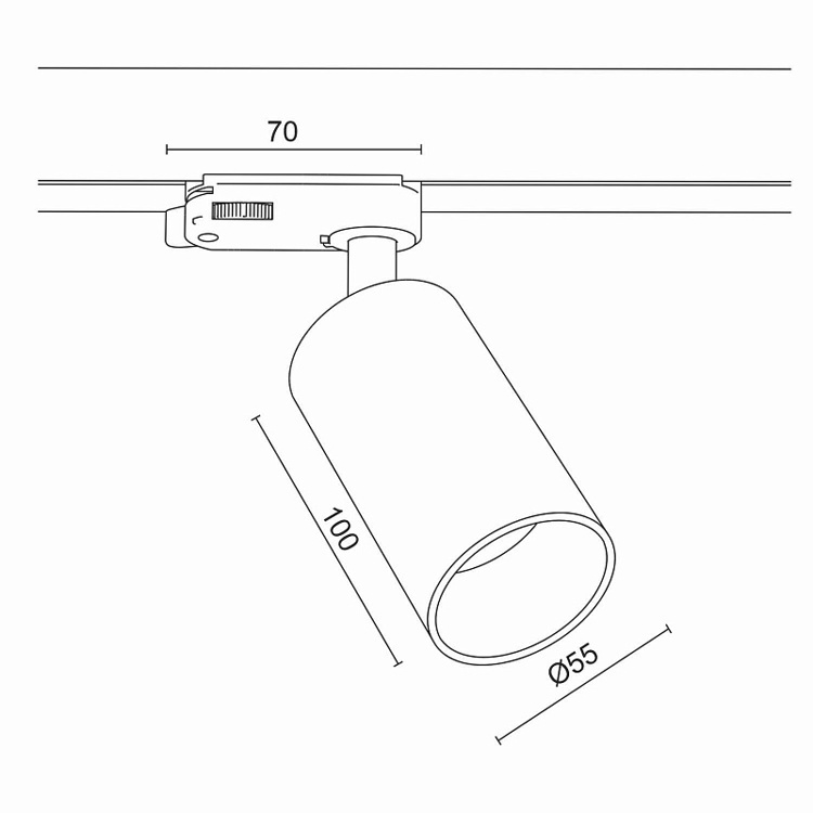 LED luminaire (for a three-phase track) for the MJ-1185 bulb